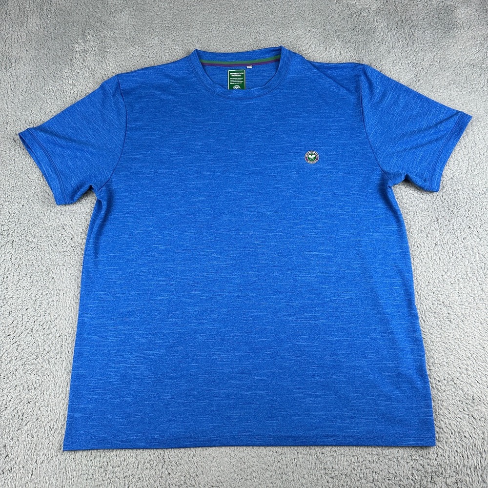 Wimbledon Tennis Shirt Mens 2XL Blue Performance Athletic Lightweight Preppy